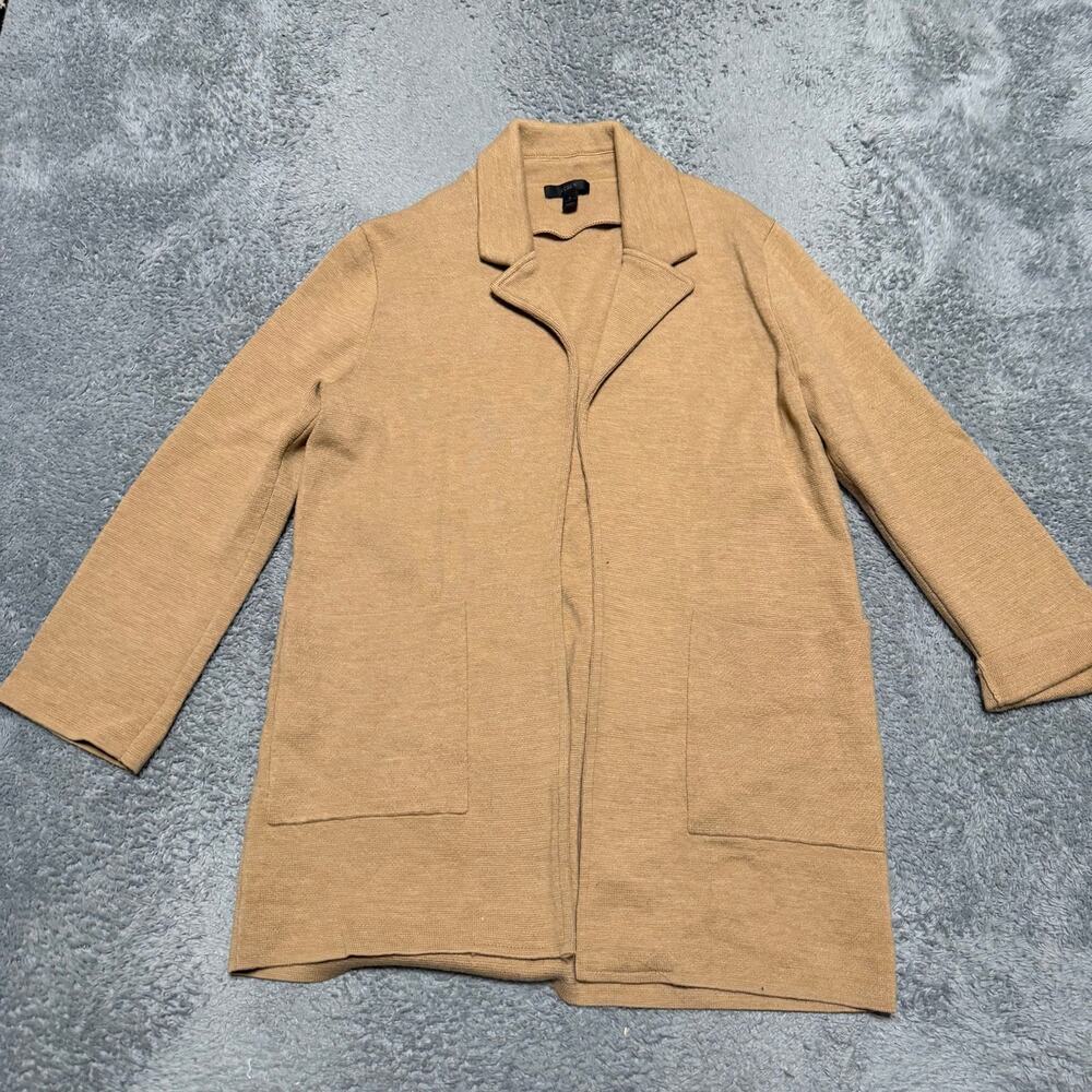 J.Crew Sweater Blazer Womens Small Tan Open Front Merino Wool Minimalist G7746